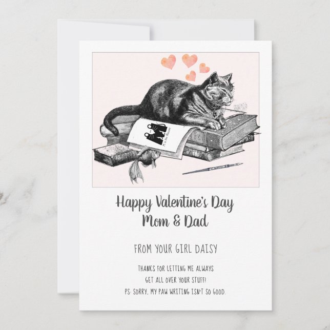 Cartes Pour Fêtes Annuelles Chat Valentine (Devant)