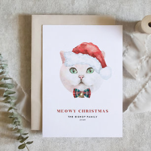 Cartes Pour Fêtes Annuelles Chat White British Shorthair Père Noël Meowy Chris