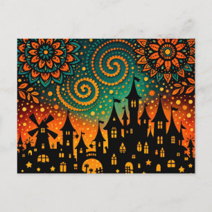 Cartes Pour Fêtes Annuelles Château Silhouette Nuit Mystique