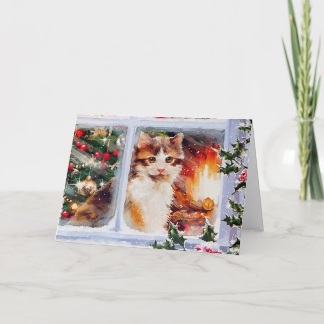 Cartes Pour Fêtes Annuelles Chaton de Noël (Devant)