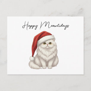 Cartes Pour Fêtes Annuelles Chaton Persan Blanc " Joyeux Meowlidays "