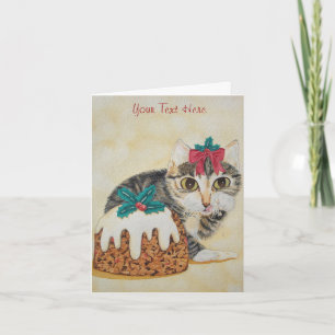 Cartes Pour Fêtes Annuelles chaton tabby gris mignon habillé pour noël