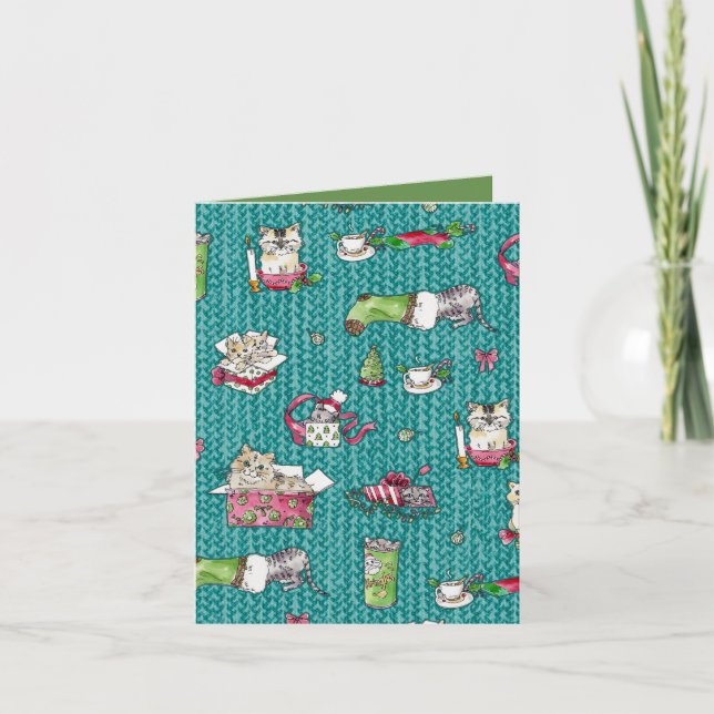 Cartes Pour Fêtes Annuelles Chats à Noël (Devant)