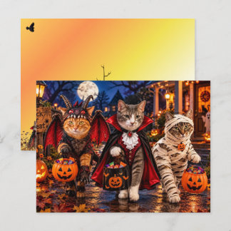 Cartes Pour Fêtes Annuelles Chats allant chercher des friandises pour Hallowee