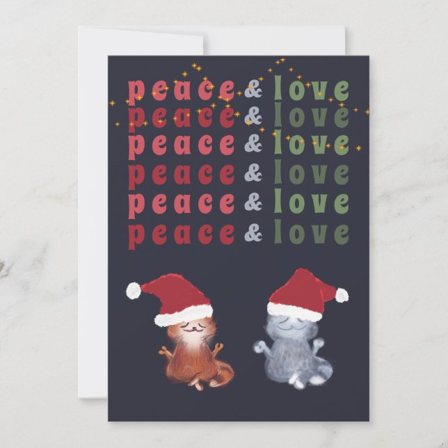 Cartes Pour Fêtes Annuelles Chats amusants Couple Yoga Méditation Noël mignon (Devant)