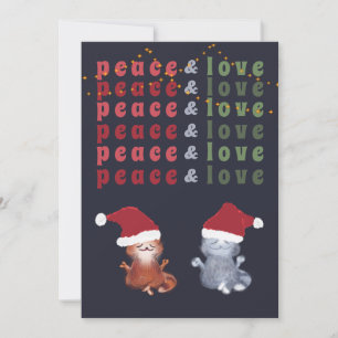 Cartes Pour Fêtes Annuelles Chats amusants Couple Yoga Méditation Noël mignon