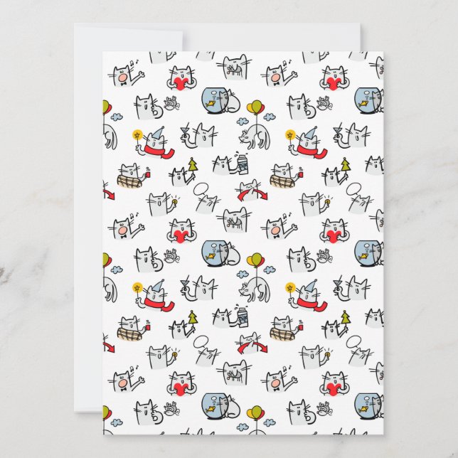 Cartes Pour Fêtes Annuelles Chats amusants, lait et magie. (Devant)