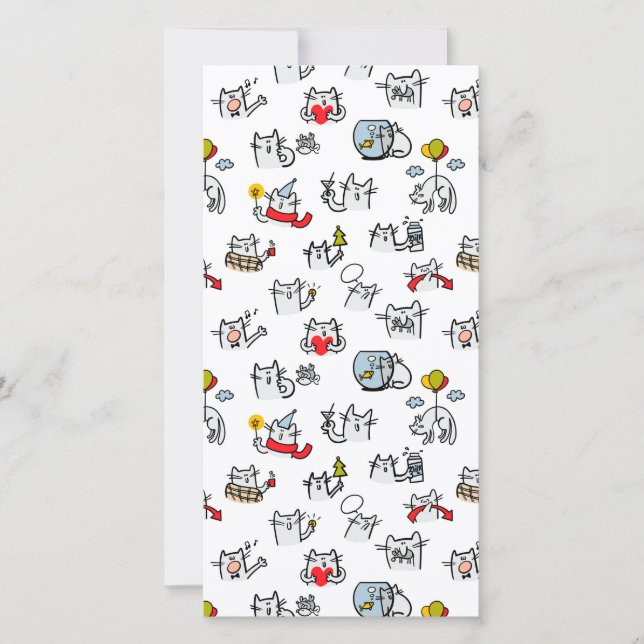 Cartes Pour Fêtes Annuelles Chats amusants, lait et magie. (Devant)