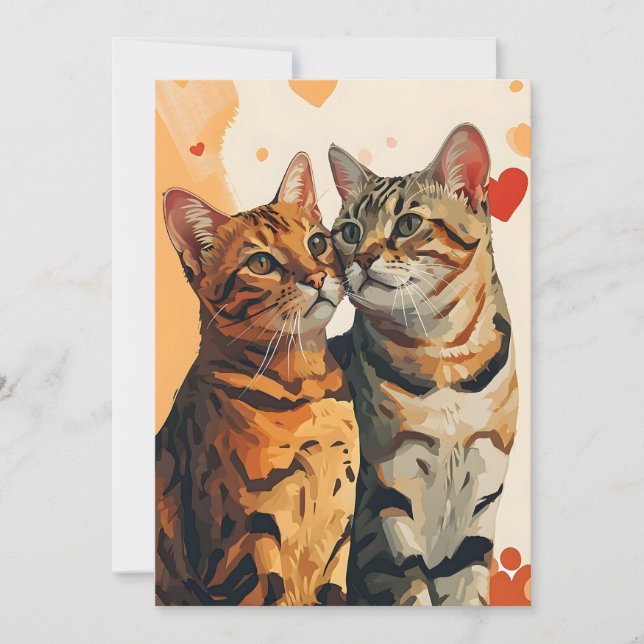 Cartes Pour Fêtes Annuelles Chats Bengals pour la Saint-Valentin (Devant)