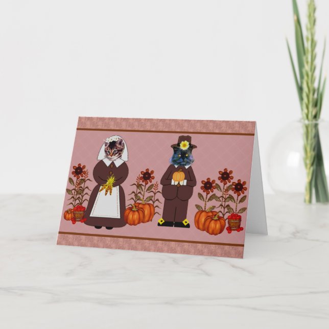 Cartes Pour Fêtes Annuelles Chats d'action de grâce (Devant)