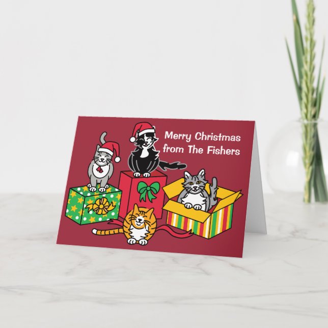 Cartes Pour Fêtes Annuelles Chats de Noël (Devant)