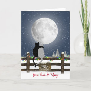 Cartes Pour Fêtes Annuelles Chats de Noël à la clôture avec des vacances sur l