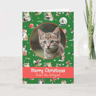 Cartes Pour Fêtes Annuelles Chats de Noël à l'aquarelle Photo personnalisée