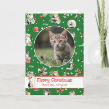 Chats de Noël à l'aquarelle Photo personnalisée