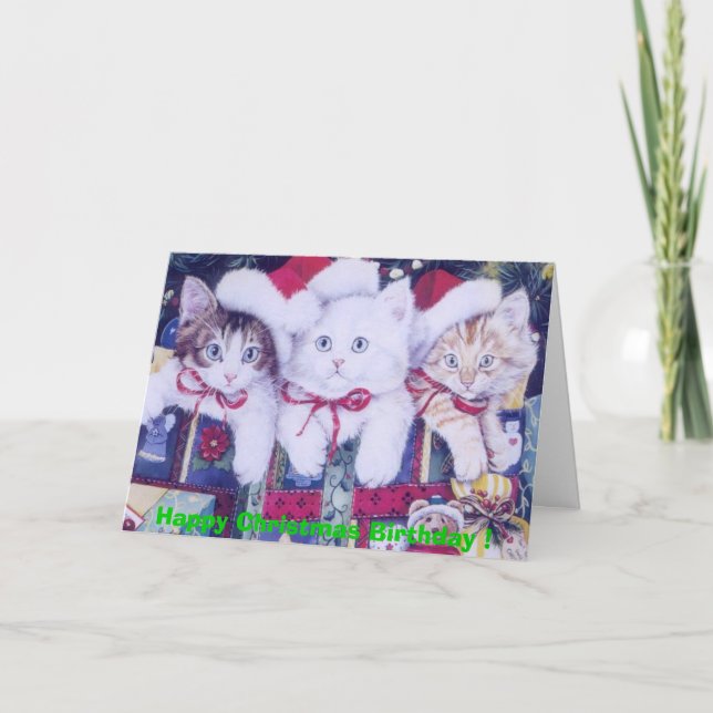 Cartes Pour Fêtes Annuelles Chats de Noël d'anniversaire (Devant)