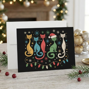 Cartes Pour Fêtes Annuelles Chats de Noël de style moderne du milieu du XXe si