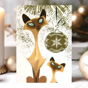Cartes Pour Fêtes Annuelles Chats de Noël siamois Vintages