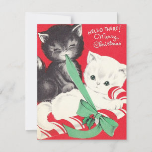 Cartes Pour Fêtes Annuelles Chats de Noël Vintage CandyCane