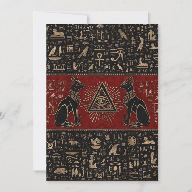 Cartes Pour Fêtes Annuelles Chats égyptiens et oeil de Horus (Devant)
