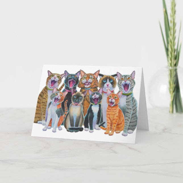 Cartes Pour Fêtes Annuelles Chats en carrosserie (Devant)