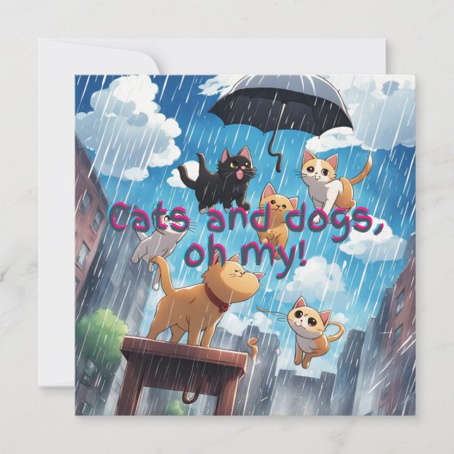 Cartes Pour Fêtes Annuelles Chats Et Chiens Qui Pleurent (Devant)