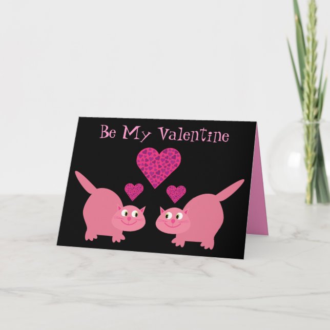Cartes Pour Fêtes Annuelles Chats et Coeurs mignons Sois Ma Valentine Lesbienn (Devant)