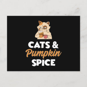 Cartes Pour Fêtes Annuelles Chats et épices Citrouilles Thanksgiving