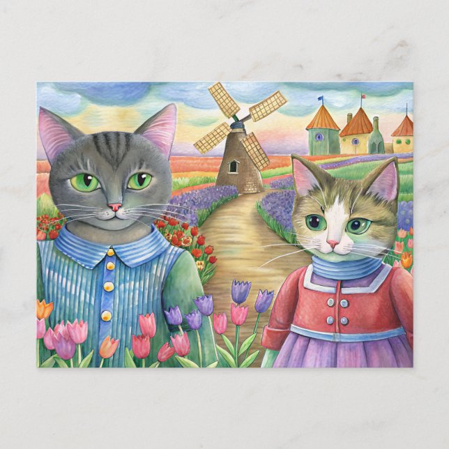 Cartes Pour Fêtes Annuelles Chats habillés à Pays-Bas (Devant)