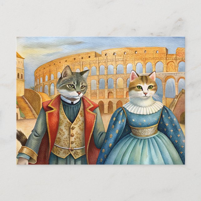 Cartes Pour Fêtes Annuelles Chats habillés à Rome, Italie (Devant)
