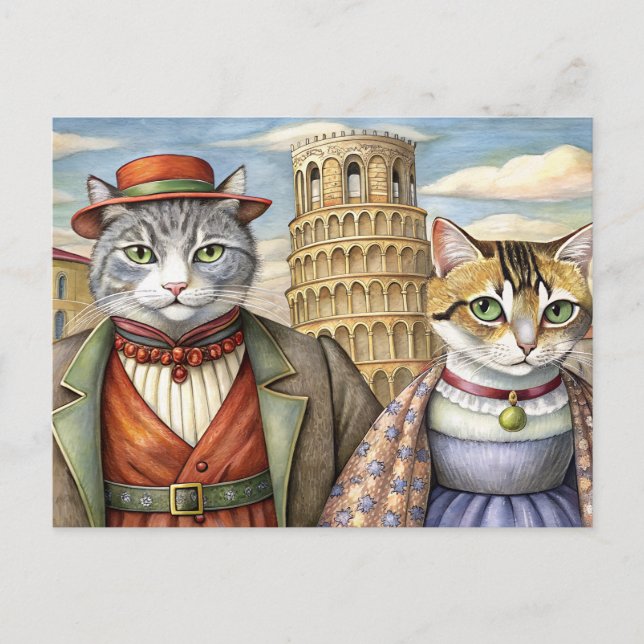 Cartes Pour Fêtes Annuelles Chats habillés en Pise, Italie (Devant)