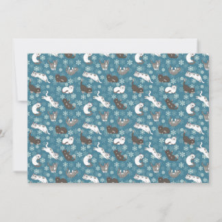 Cartes Pour Fêtes Annuelles Chats Jouant dans la Neige Sans Fin
