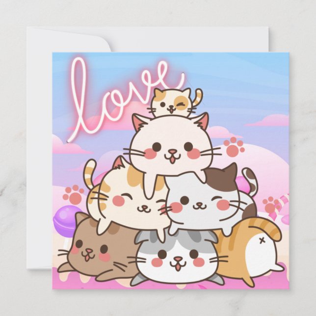 Cartes Pour Fêtes Annuelles Chats mignons (Devant)