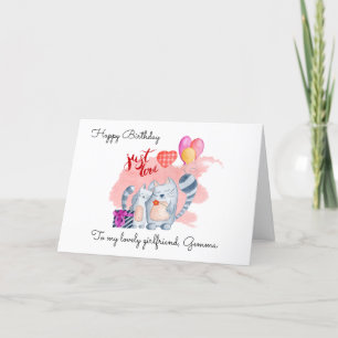 Cartes Pour Fêtes Annuelles Chats mignons/Petite amie Anniversaire