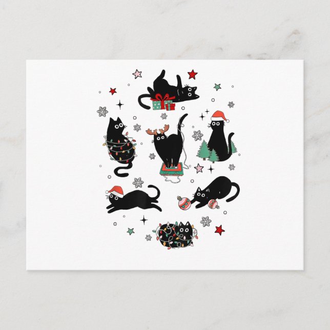 Cartes Pour Fêtes Annuelles Chats noirs de Noël (Devant)