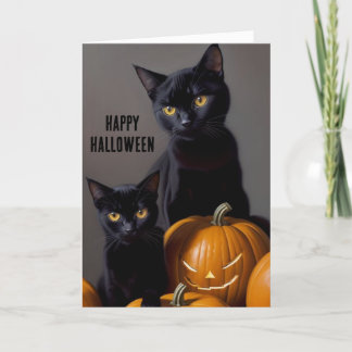 Cartes Pour Fêtes Annuelles Chats noirs et citrouilles