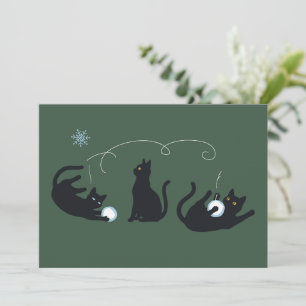 Cartes Pour Fêtes Annuelles Chats noirs hiver Mignon Noël Hiver