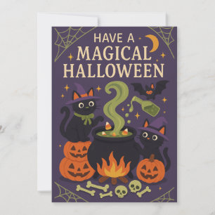 Cartes Pour Fêtes Annuelles Chats noirs mignons Halloween effrayant