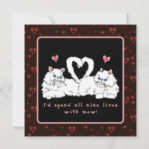 Cartes Pour Fêtes Annuelles Chats persans blancs avec coeurs pour la Saint-Val
