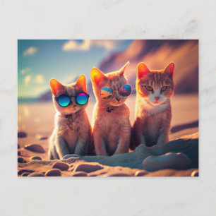 Cartes Pour Fêtes Annuelles Chats portant des lunettes de soleil