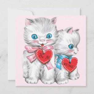 Cartes Pour Fêtes Annuelles Chats rétro de la Saint-Valentin, chatons vintage 