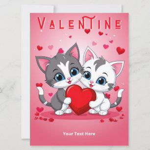 Cartes Pour Fêtes Annuelles Chats Romantiques Amour Cœurs Rose Rouge Saint-Val