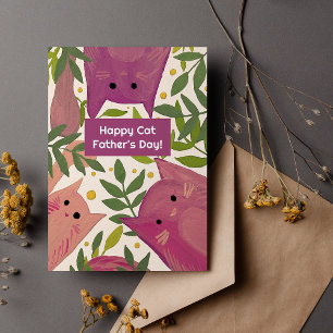 Cartes Pour Fêtes Annuelles Chats roses et branches Bonne fête des pères de ch