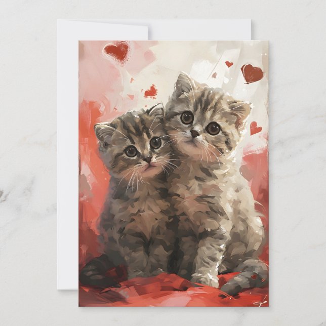 Cartes Pour Fêtes Annuelles chats Scottish Fold pour la Saint-Valentin  (Devant)