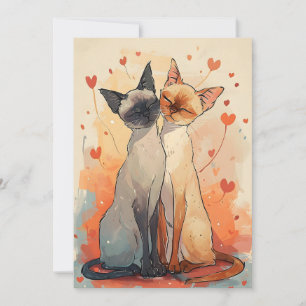 Cartes Pour Fêtes Annuelles Chats siamois Saint Valentin