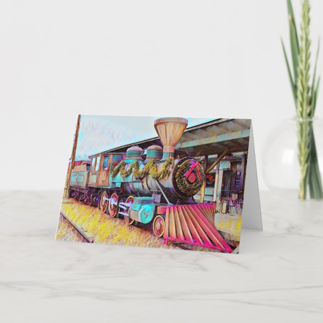 Cartes Pour Fêtes Annuelles Chattanooga Noël Train à vapeur Peinture à l'huile (Devant)