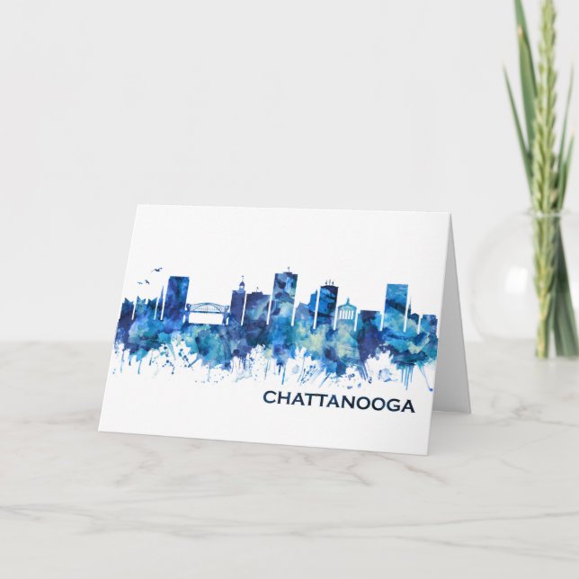Cartes Pour Fêtes Annuelles Chattanooga Tennessee Skyline Blue (Devant)