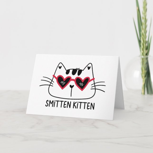 Cartes Pour Fêtes Annuelles Chatte éprise Saint-Valentin chat lunettes de sole (Devant)