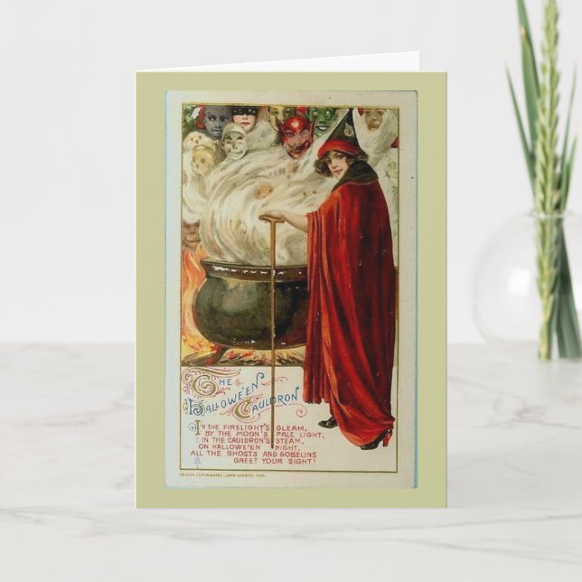 Cartes Pour Fêtes Annuelles Chaudron et sorcière (Devant)