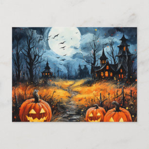 Cartes Pour Fêtes Annuelles Chauffe-Pleines lunes Maison hantée citrouille Hal