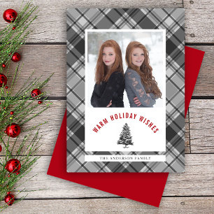 Cartes Pour Fêtes Annuelles Chauffez Noël impeccable de photo de plaid d'arbre